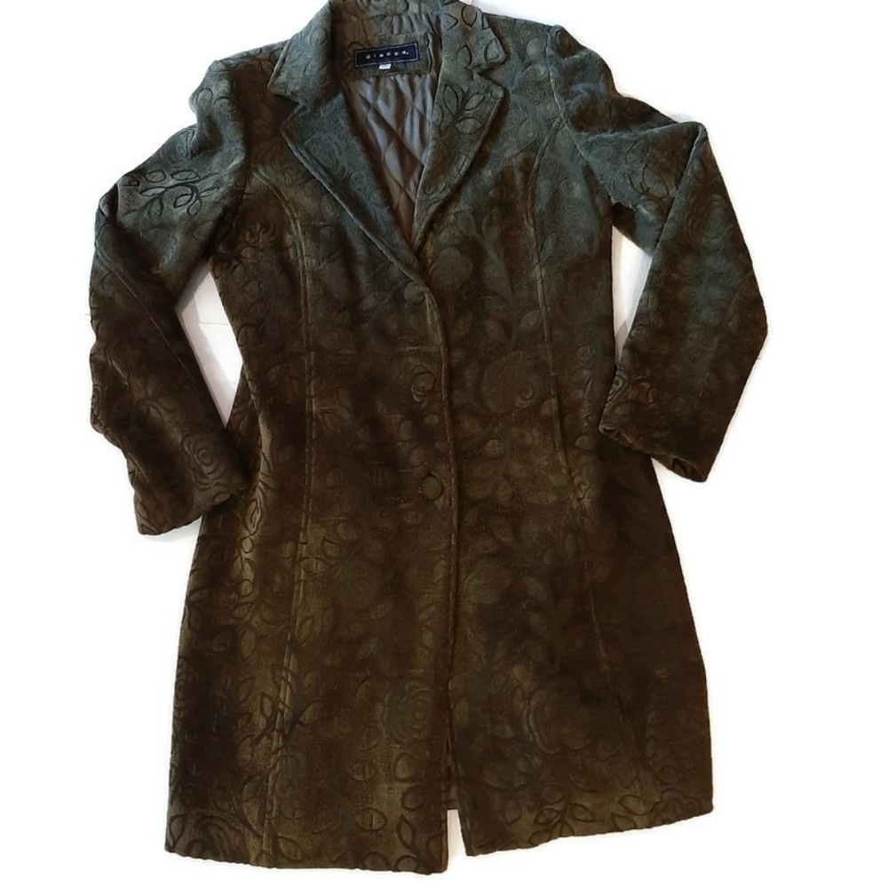 GIACCA olive brocade long gorgeous jacket M